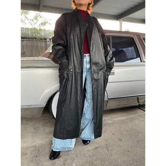 🔥Vintage Pelle Studio Double Breasted
Baroque Leather Long Duster Coat Jacket M - Picture 2 of 16